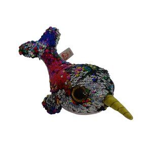Ty Beanie Boos Sequin Calypso Narwhal Stuffed Animal Plush Soft Toy  8 inch